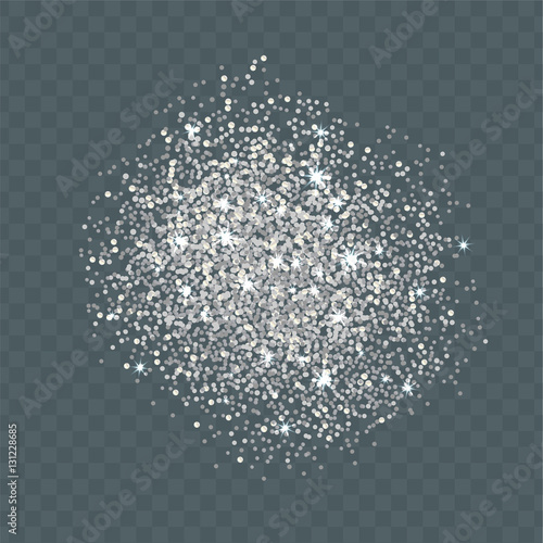 Vector abstract pattern illustration sparkling lights. Random falling in bunch platinum confetti transparent background. Glitter banner for greeting holiday.