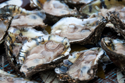 Full frame image of fresh oysters photo