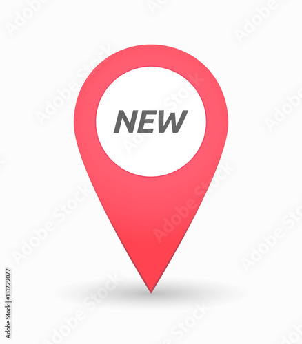 Isolated map mark with    the text NEW