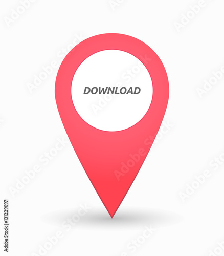 Isolated map mark with    the text DOWNLOAD