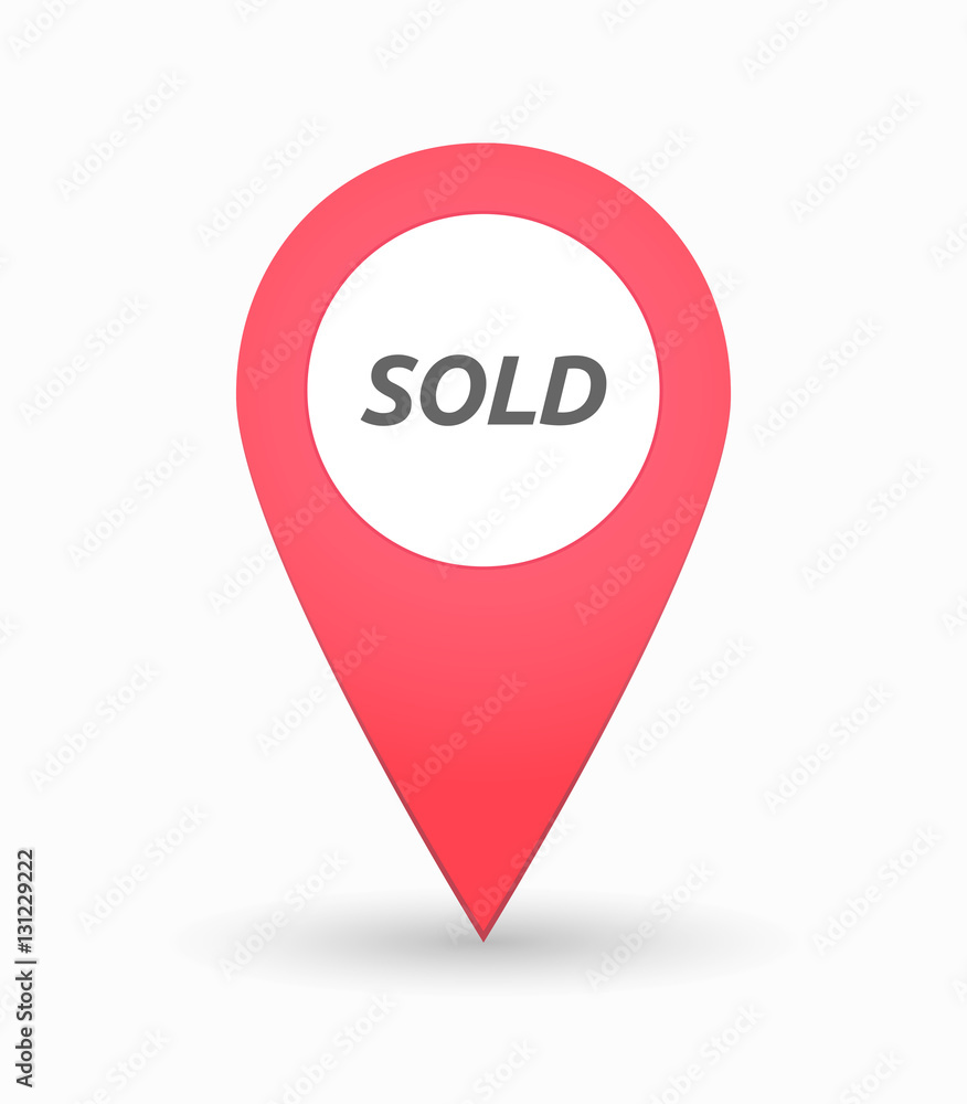 Isolated map mark with the text SOLD Isolated map mark with the text SOLD