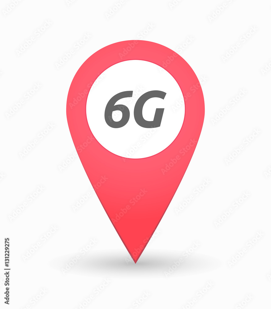 Isolated map mark with the text 6G Isolated map mark with the text 6G