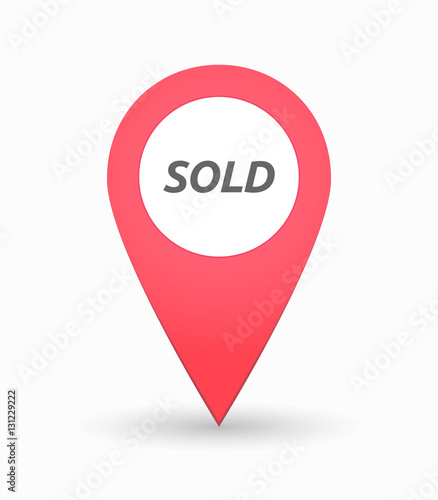 Isolated map mark with the text SOLD