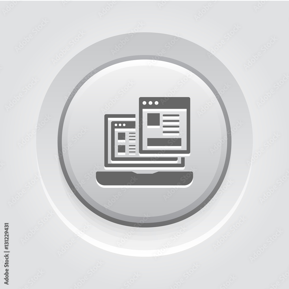 Landing Page Icon. Grey Button Design. Landing Page Icon. Grey Button Design.