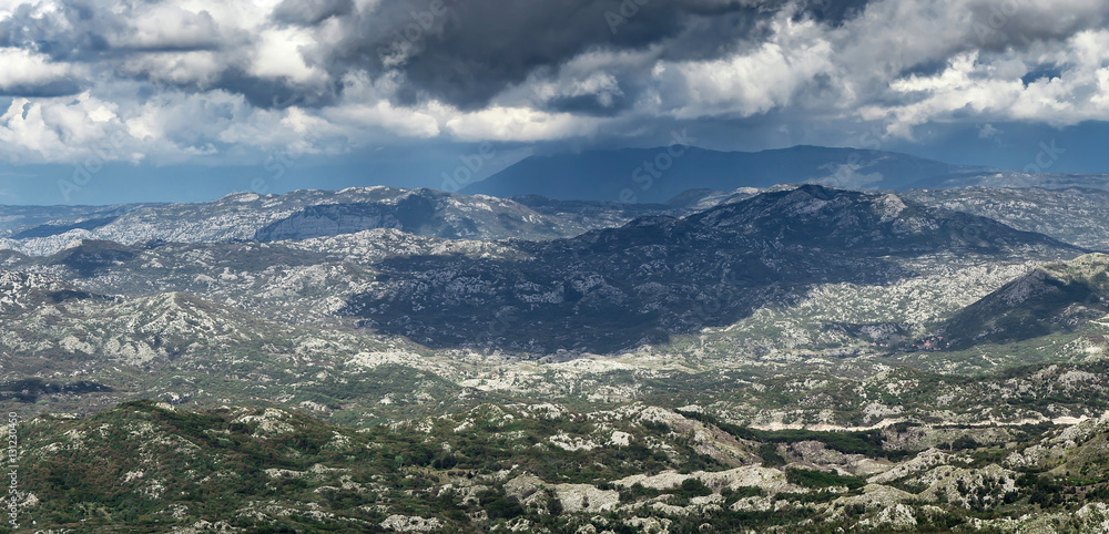 Panorama at mountains range, nature landscape