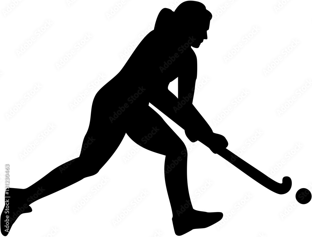 Female field hockey player silhouette Adobe Stock