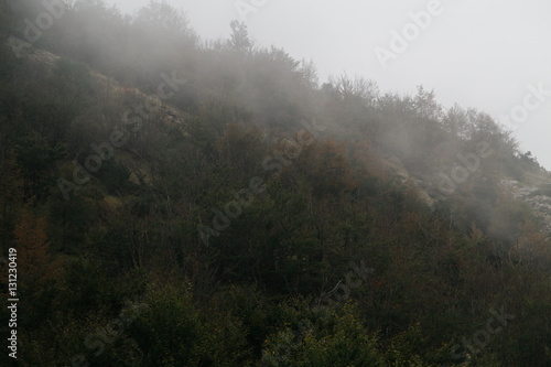 High mountains and clouds, beautiful nature landscape