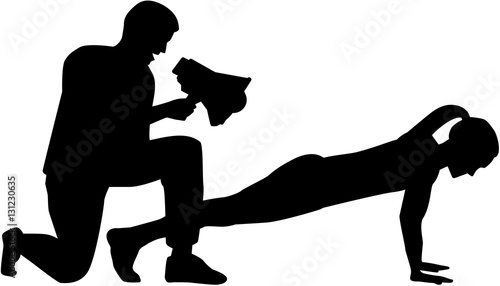 Wallpaper Mural Fitness trainer silhouette - man cheers up woman Torontodigital.ca