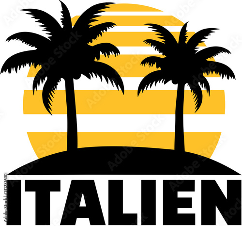 Italy with palm and sun. German.