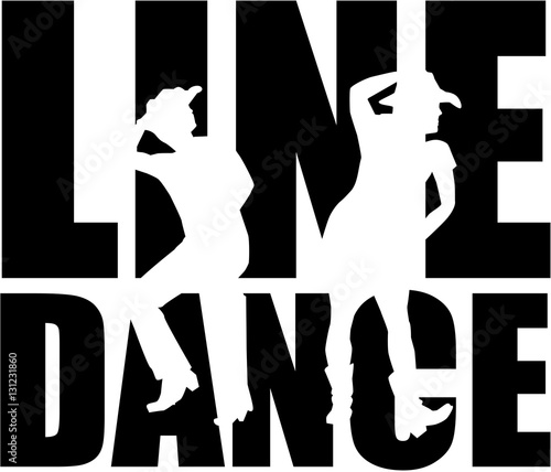 Line dance word with silhouette