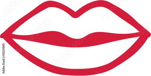 Red lips icon outline