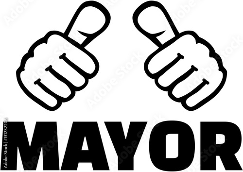 Mayor with thumbs. T-Shirt design.