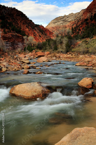 The Virgin River flowing through Zion Canyon
