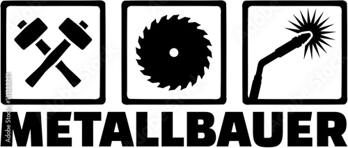 Metal worker icons with german job title