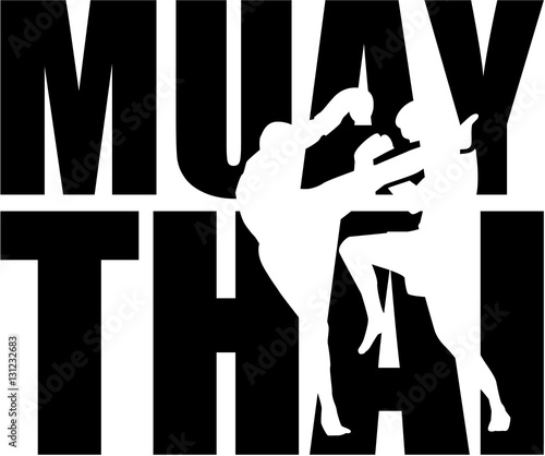 Muay Thai word with silhouette cutout