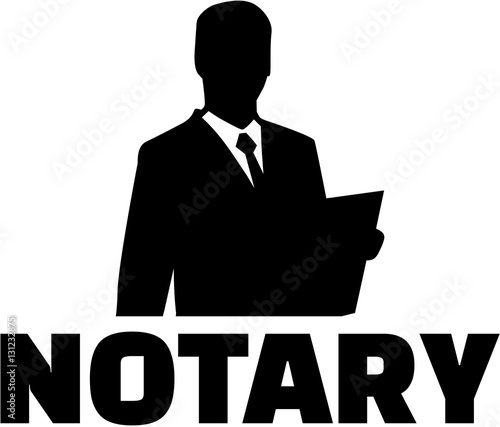 Notary silhouette with job title