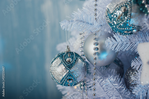 Blue Christmas ball on the  tree