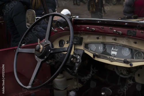 Steering wheel of old car