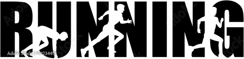 Fotografia Running word with sprinting silhouette
