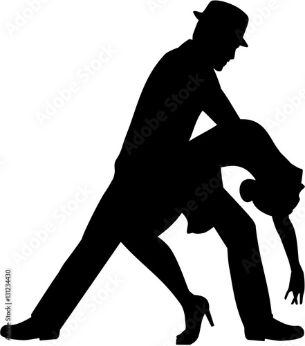 Salsa dancing couple silhouette