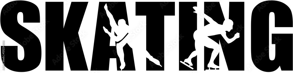 Speed skating word with silhouette cutouts Speed skating word with silhouette cutouts