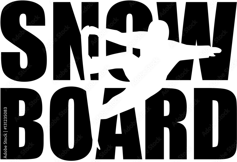 Snowboard word with cutout Snowboard word with cutout