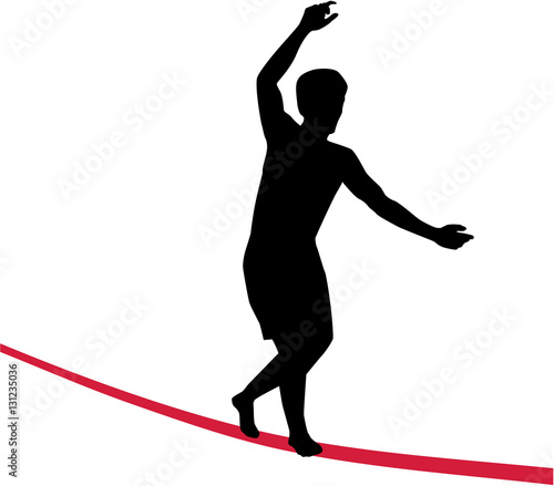 Slackline on red wire