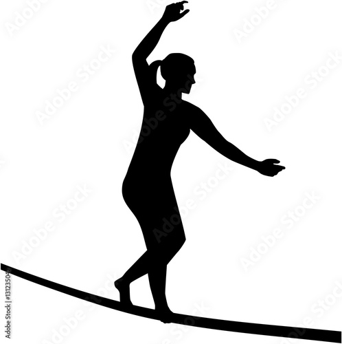 Slacklining woman silhouette