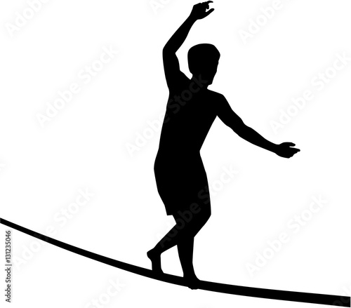 Slacklining man on wire