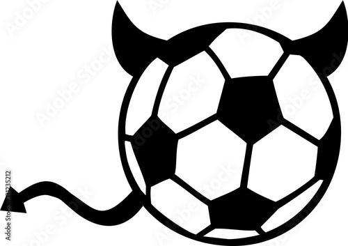 Soccer ball with devil horns and tail