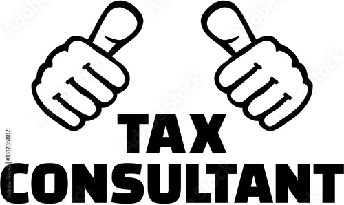 Tax consultant with thumbs. T-Shirt design.
