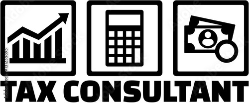 Tax consultant with icons