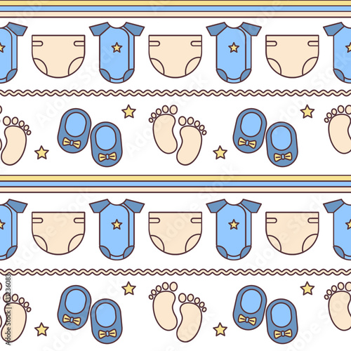 Baby. Seamless pattern. Vector flat line illustrations
