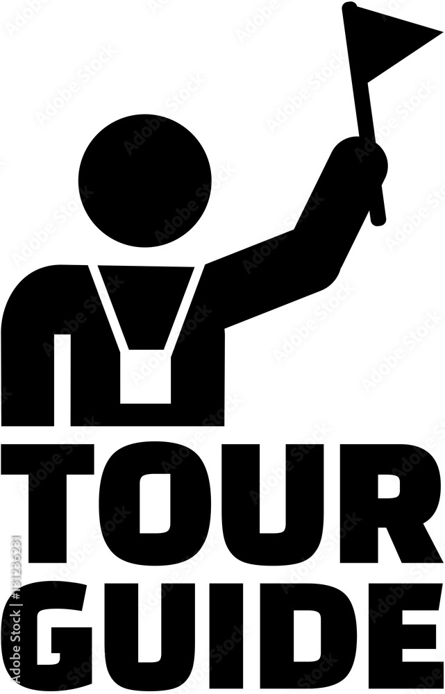 tour guide holding sign