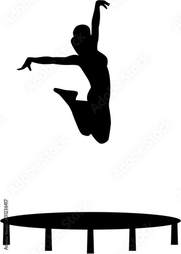 Trampolinist woman silhouette