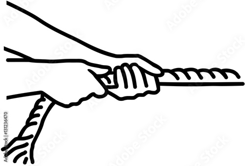 Hands pulling rope - tug of war