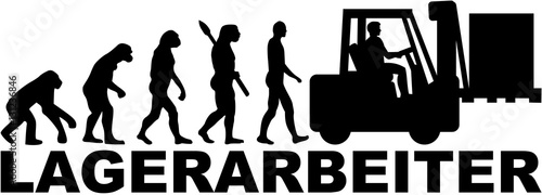 German Warehouse worker evolution with forklift