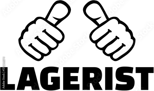 Warehouse worker with thumbs. German T-Shirt design.