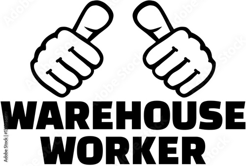 Warehouse worker with thumbs. T-Shirt design.