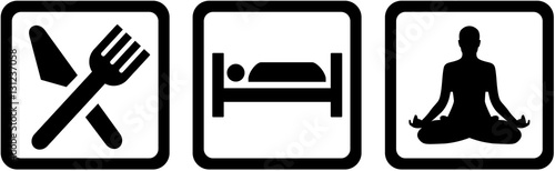Yoga with eat sleep icons