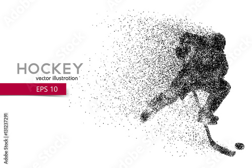 silhouette of a hockey player from particles.