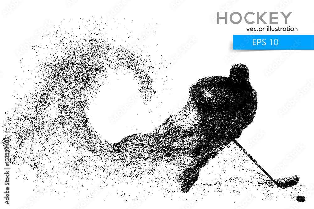 Obraz premium silhouette of a hockey player from particles.