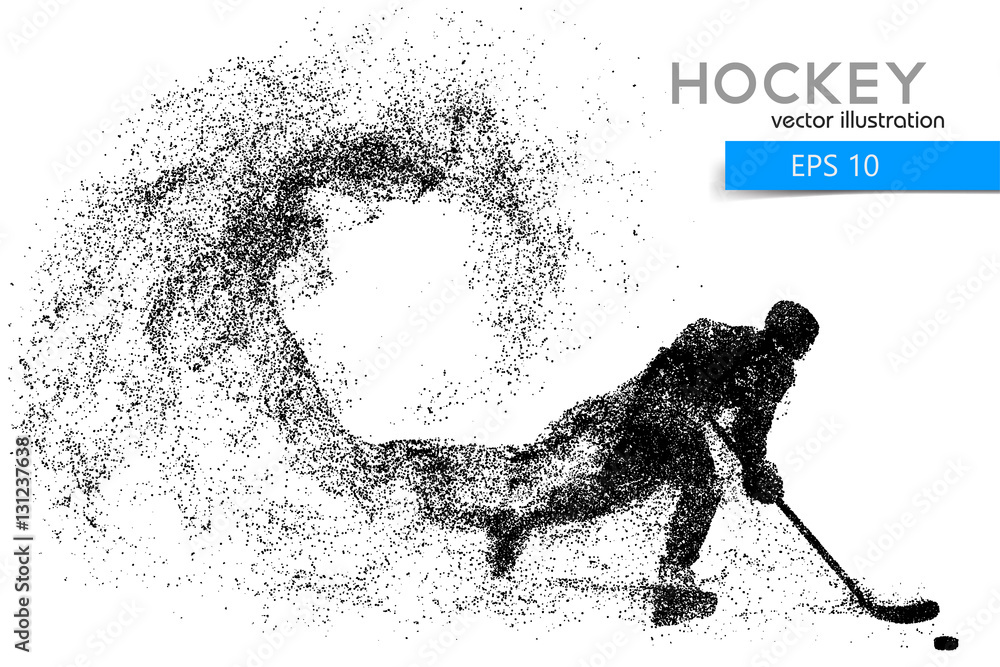 Obraz premium silhouette of a hockey player from particles.