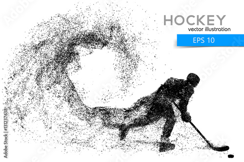 silhouette of a hockey player from particles.