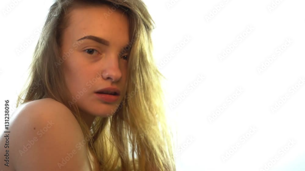 young nude girl with wet hair sexy looks vídeo de Stock | Adobe Stock