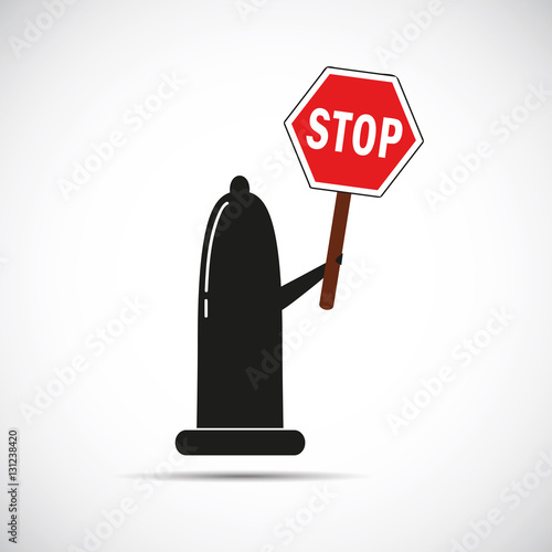 Kondom mit stopschild