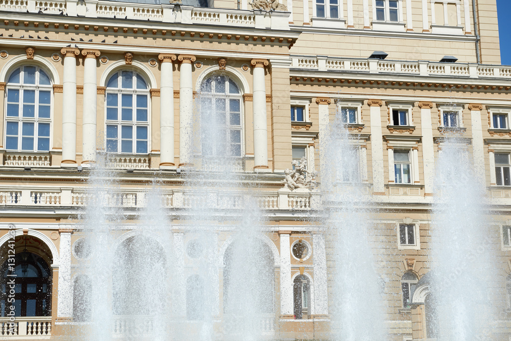 fountain on palace exterior