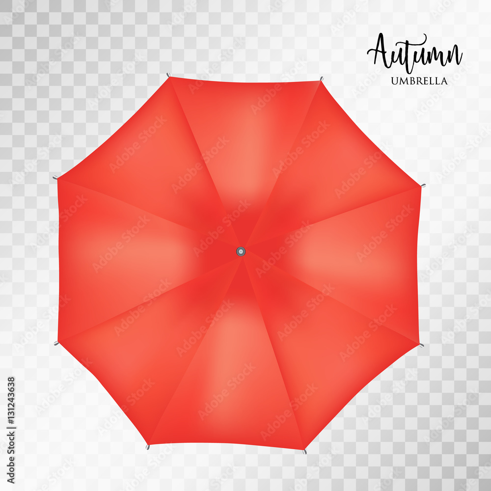 Vector classic redround Rain umbrella top view. Transparent background Vector classic redround Rain umbrella top view. Transparent background