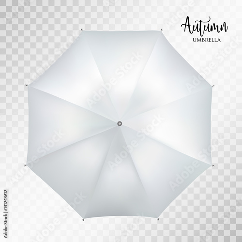 Vector classic grey round Rain umbrella top view. Transparent background