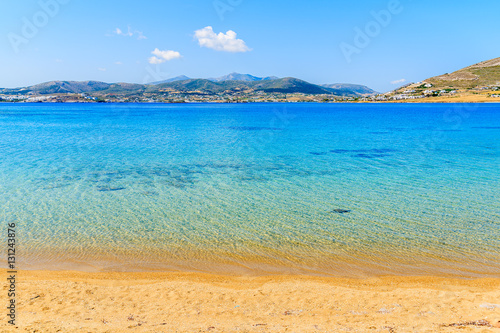 Beautiful beach with crystal clear sea water of Monastiri bay on Paros island  Greece